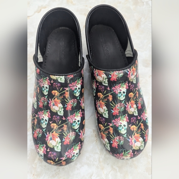 Bjork Leather Moa Skull Floral Slip On Professional Clogs Shoes 40-41 - Picture 5 of 11
